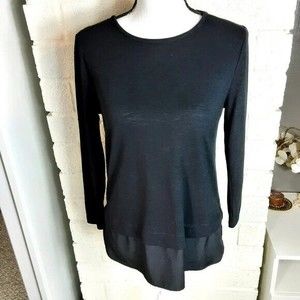 J. Crew Top Womens Size Small Mercantile Black Long Sleeve Layered Hemline